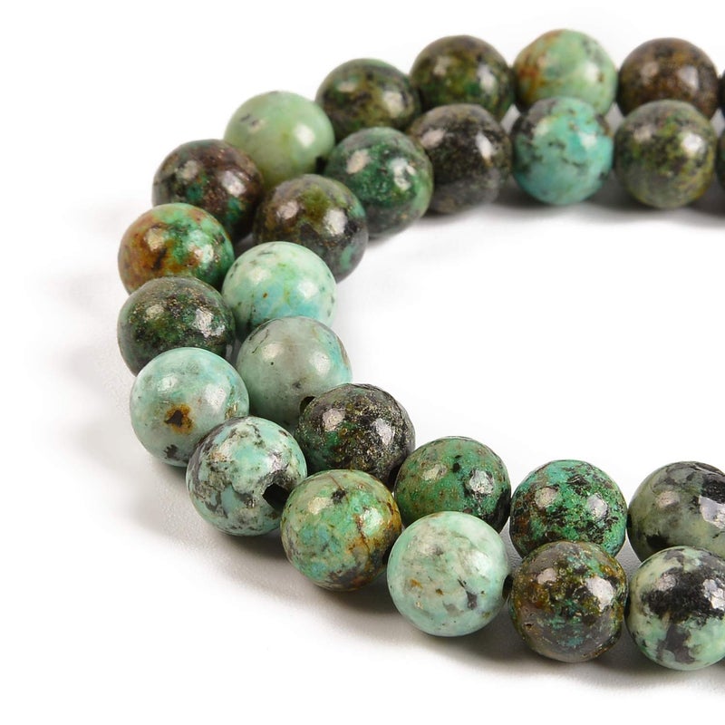 Nancybeads 45pcs 8mm Natural African Turquoise Gemstone Round Spacer Loose Stone Beads for Jewelry Making 15.5" 1 Strand (African Turquoise, 8mm 45Beads) - Image 1